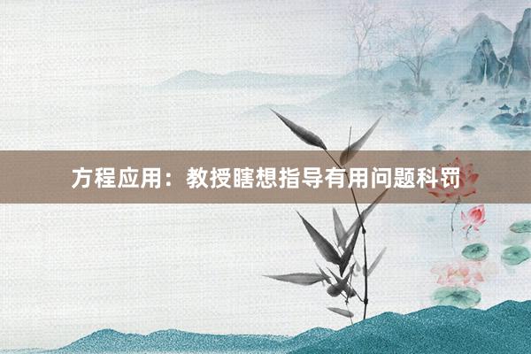 方程应用：教授瞎想指导有用问题科罚